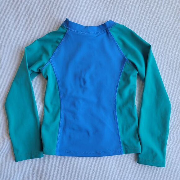 LANDS End Kids 4T Long Sleeve Watermelon Rash Guard Colorblock Mockneck Swim - Picture 2 of 9